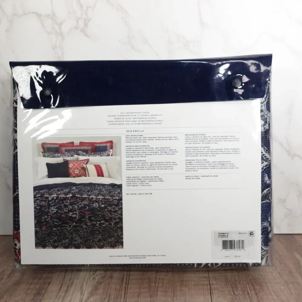 Ralph Lauren Mirabelle Duvet Cover Full/Queen 92x96 Navy Blue Floral Paisley NWT